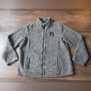 Disney Park Walt Disney World Mickey Mouse Grey Plush Fleece Sherpa Jacket Adult